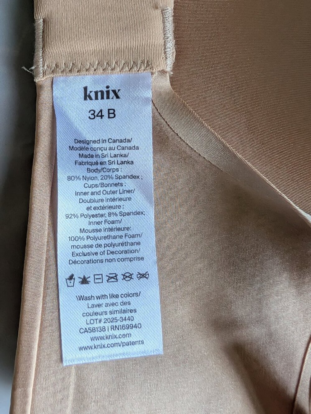 Knix Light Push-Up Bra Warm Sand/Sable Size 34B NWT - Picture 6 of 6